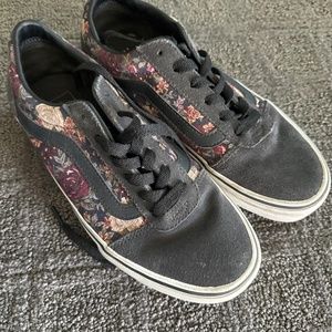 Vans Old Skool Floral and Dark Gray Suede Sneaker